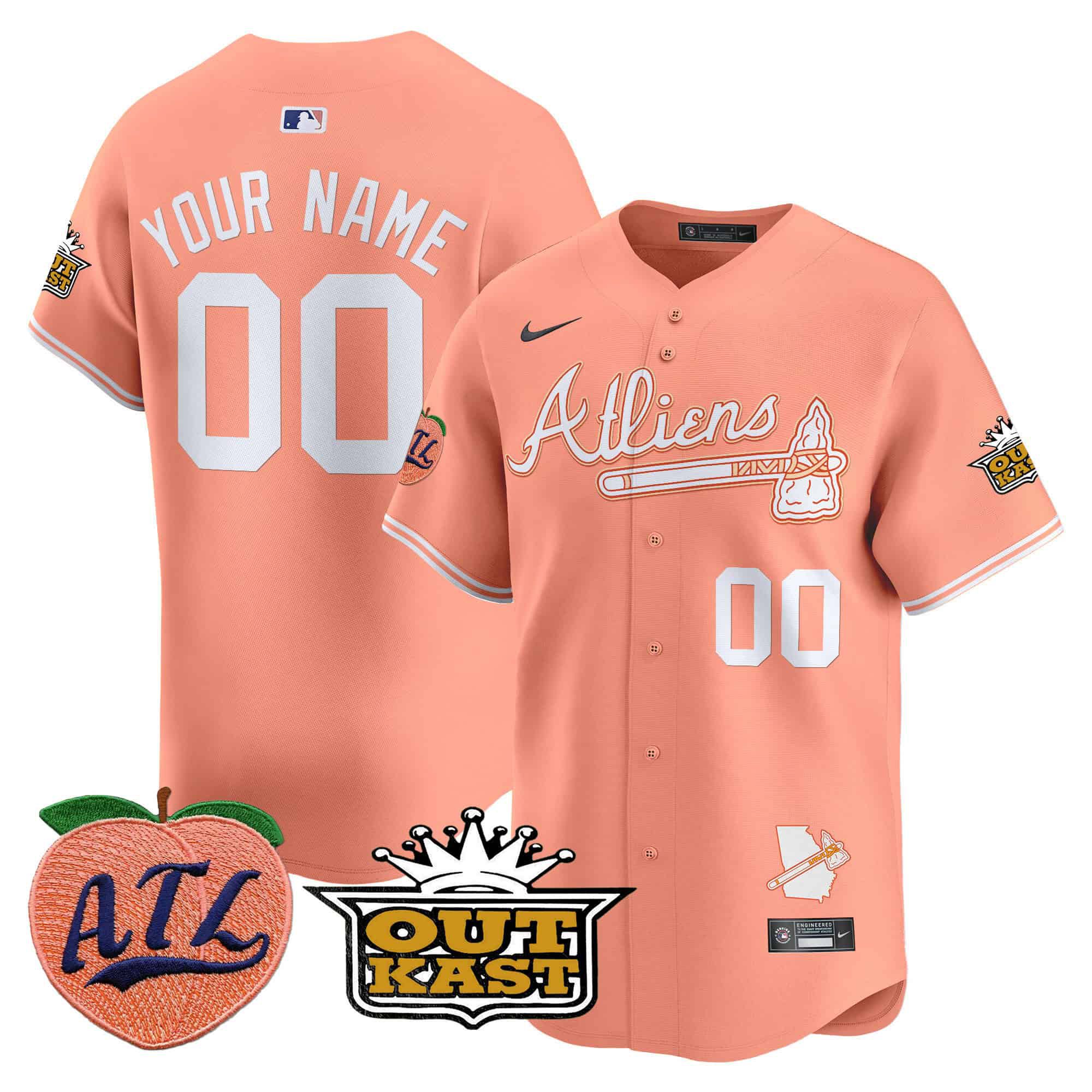 Men Atlanta Braves Orange Nike 2024 Atliens & Peach Vapor Premier Limited Custom MLB Jersey->customized mlb jersey->Custom Jersey